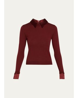 ALICE + OLIVIA Porla Removable-Collar Merino Wool Sweater