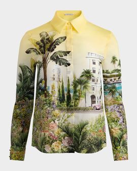 ALICE + OLIVIA Pure Paradise Willa Silk Blouse