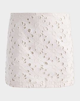 ALICE + OLIVIA Riley Eyelet Denim Mini Skirt