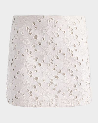 ALICE + OLIVIA Riley Eyelet Denim Mini Skirt