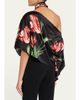 ALICE + OLIVIA Rita Draped Floral One-Shoulder Crop Top - 3