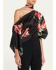 ALICE + OLIVIA Rita Draped Floral One-Shoulder Crop Top - 4