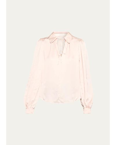 ALICE + OLIVIA Roanne Tie-Front Satin Blouse