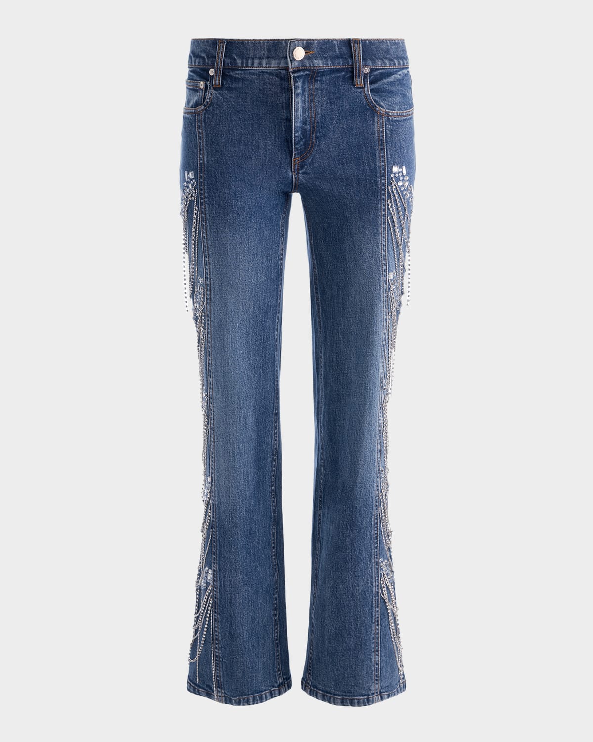 ALICE + OLIVIA Roxie Low-Rise Embellished Jeans