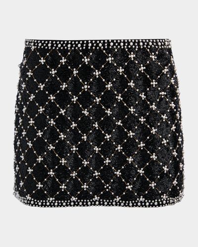ALICE + OLIVIA Rubi Embellished A-Line Mini Skirt