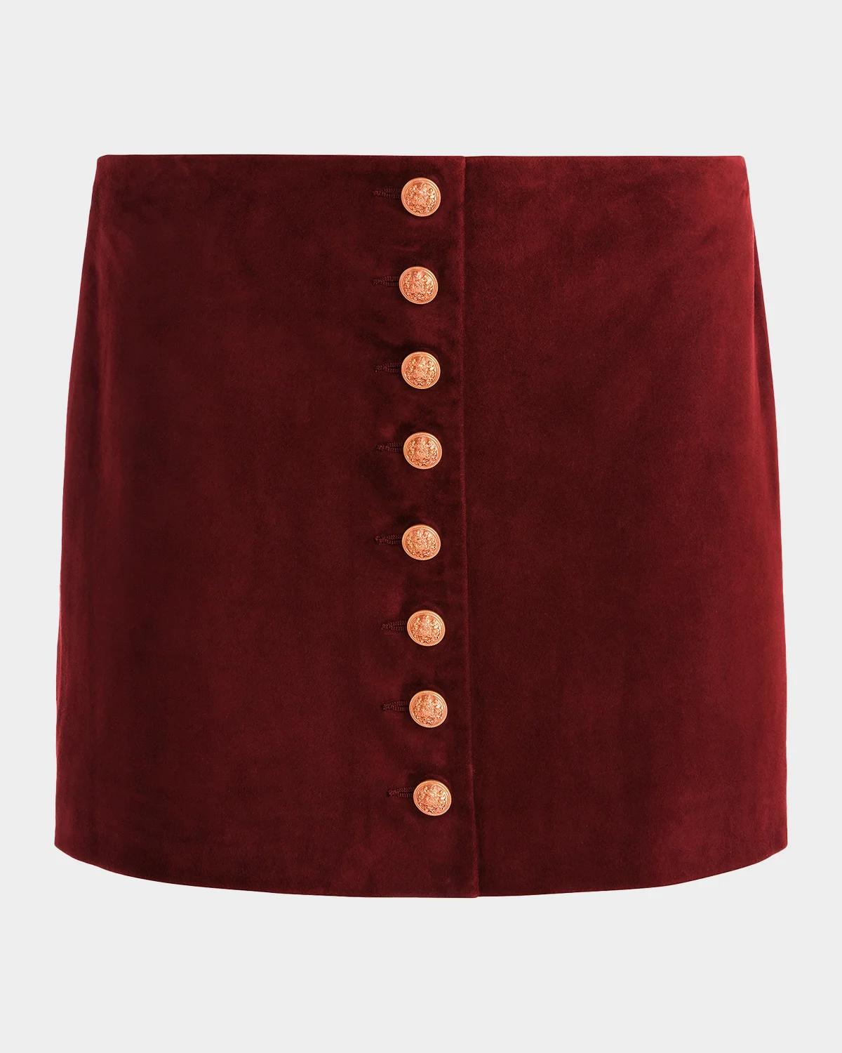 ALICE + OLIVIA Rubi Suede Button-Front Mini Skirt