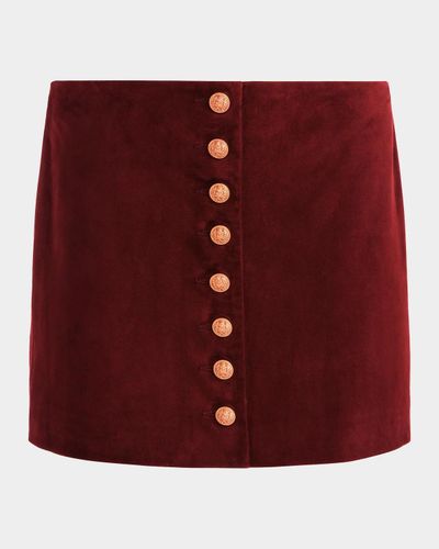 ALICE + OLIVIA Rubi Suede Button-Front Mini Skirt