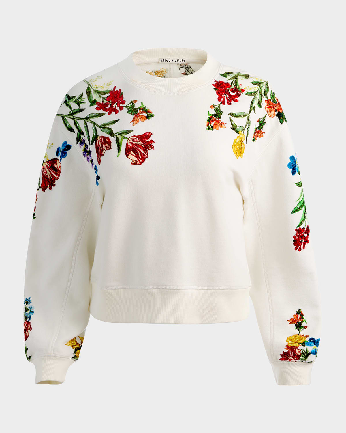 ALICE + OLIVIA Russell Embroidered Crewneck Sweatshirt