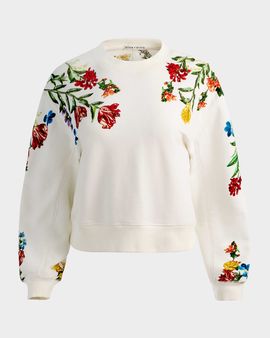 ALICE + OLIVIA Russell Embroidered Crewneck Sweatshirt