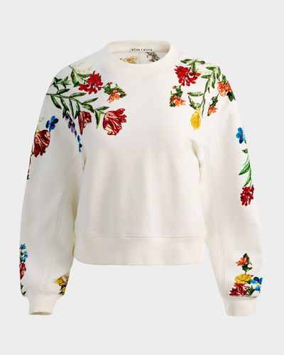 ALICE + OLIVIA Russell Embroidered Crewneck Sweatshirt