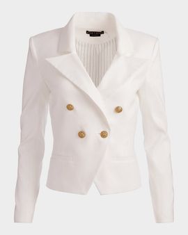 ALICE + OLIVIA Sable Double-Breasted Crop Blazer