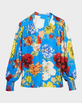 ALICE + OLIVIA Serene Floral Button-Front Blouse