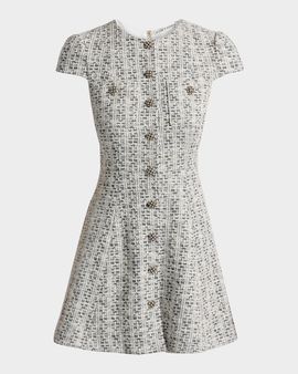 ALICE + OLIVIA Shiloh Cap-Sleeve A-Line Minidress