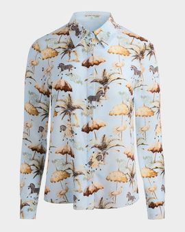 ALICE + OLIVIA Untamed Willa Staceface Placket Top