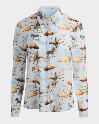 ALICE + OLIVIA Untamed Willa Staceface Placket Top