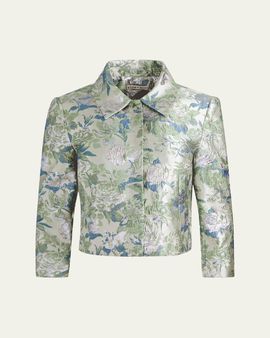 ALICE + OLIVIA Weston Metallic Jacquard Cropped Jacket