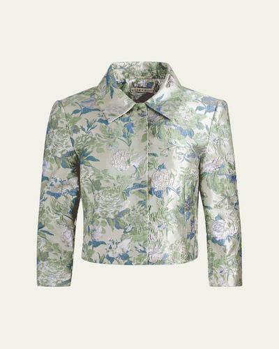 ALICE + OLIVIA Weston Metallic Jacquard Cropped Jacket