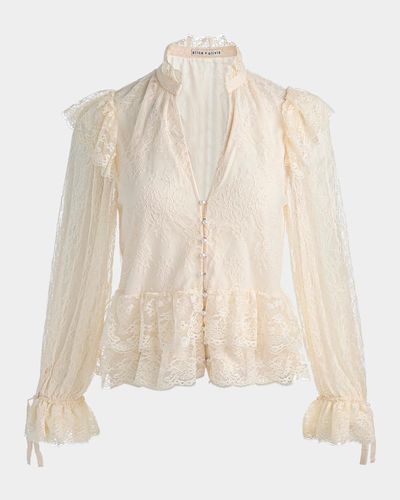 ALICE + OLIVIA Wilhelmina Lace Ruffle Blouse