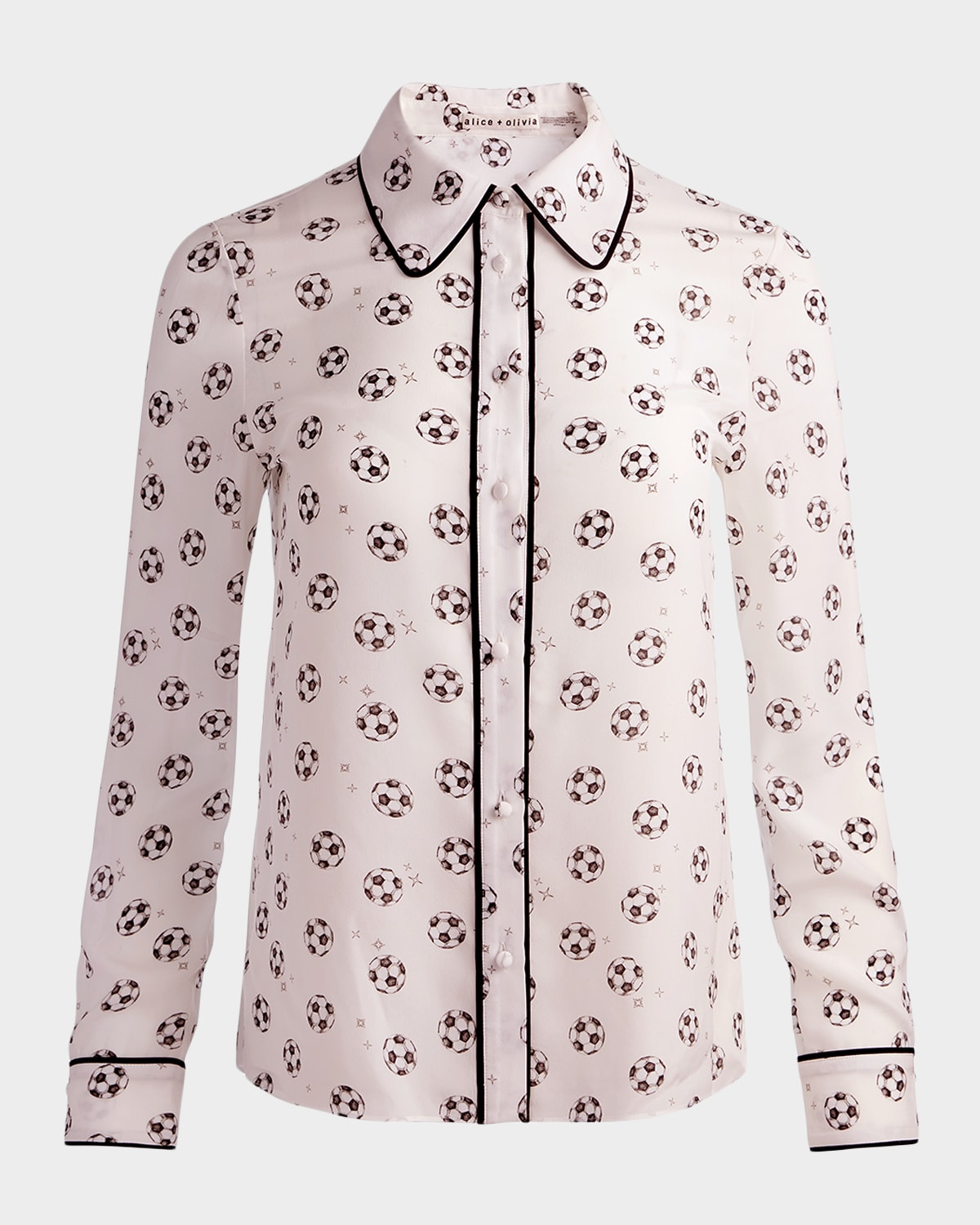 ALICE + OLIVIA Willa Silk Placket Top