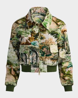ALICE + OLIVIA Willard Denim Bomber Jacket