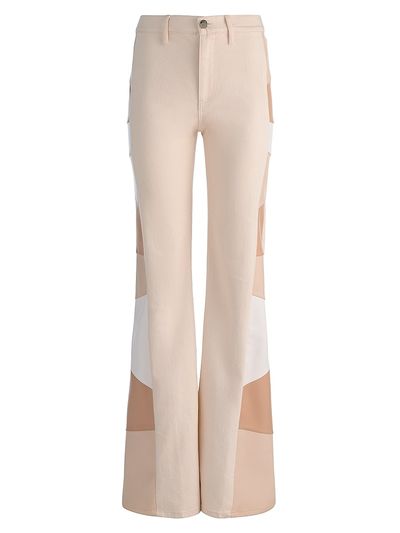 ALICE + OLIVIA Women's Beautiful Faux-Leather High-Rise Patchwork Jeans