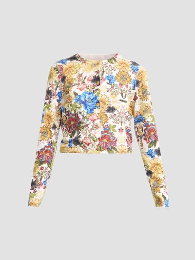 ALICE + OLIVIA Women's Carson Floral Cotton-Blend Cardigan