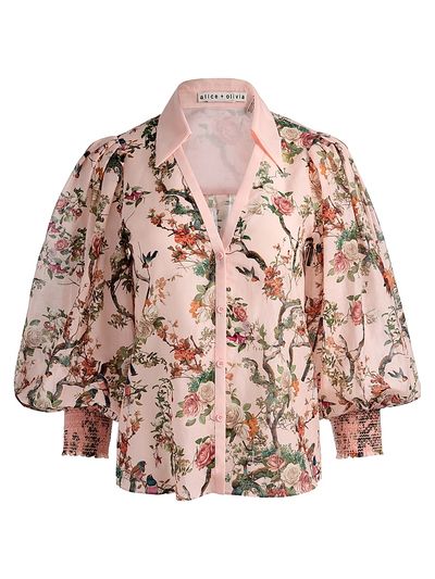 ALICE + OLIVIA Women's Charis Cotton-Silk Button-Front Blouse