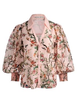 ALICE + OLIVIA Women's Charis Floral Cotton-Silk Button-Front Blouse