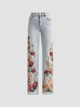 ALICE + OLIVIA Women's Chic Floral High-Rise Jeans