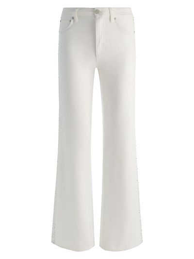 ALICE + OLIVIA Women's Chic High-Rise Embellished Striped Jeans