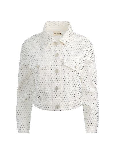 ALICE + OLIVIA Women's Chloe Embellished Denim Crop Jacket