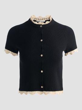 ALICE + OLIVIA Women's Ciara Lace-Trimmed Cardigan