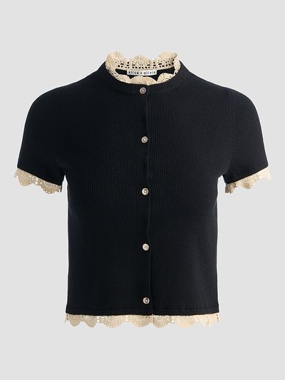 ALICE + OLIVIA Women's Ciara Lace-Trimmed Cardigan