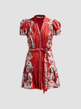 ALICE + OLIVIA Women's Cora Floral Tiered Mini Shirtdress