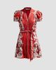 ALICE + OLIVIA Women's Cora Floral Tiered Mini Shirtdress - 6