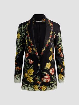 ALICE + OLIVIA Women's Denny Floral Linen-Blend Boyfriend Blazer