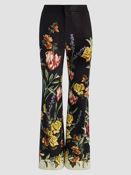 ALICE + OLIVIA Women's Dylan Floral Linen-Blend Wide-Leg Pants