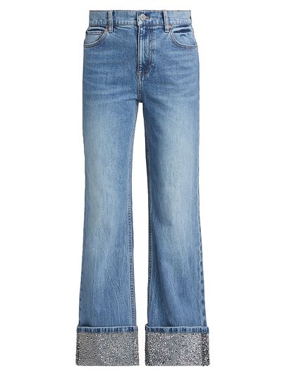ALICE + OLIVIA Women's Embellished-Cuff Jeans