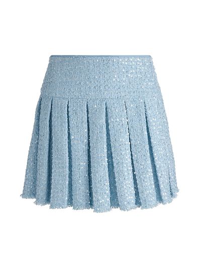 Alice + Olivia Women's Emilie Sequined Tweed Pleated Miniskirt