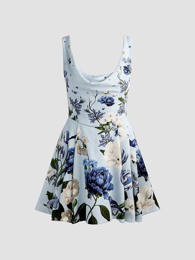 ALICE + OLIVIA Women's Estrella Floral Flare Mini Dress