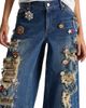 Alice + Olivia Women's Harper Distressed & Embellished Baggy Jeans - 6