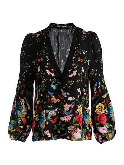 Alice + Olivia Women's Helen Floral Butterfly V-Neck Blouse