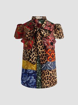 ALICE + OLIVIA Women's Jeannie Printed Silk Pussy-Bow Shirt