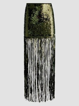 ALICE + OLIVIA Women's Kendra Sequin Fringe Maxi Skirt