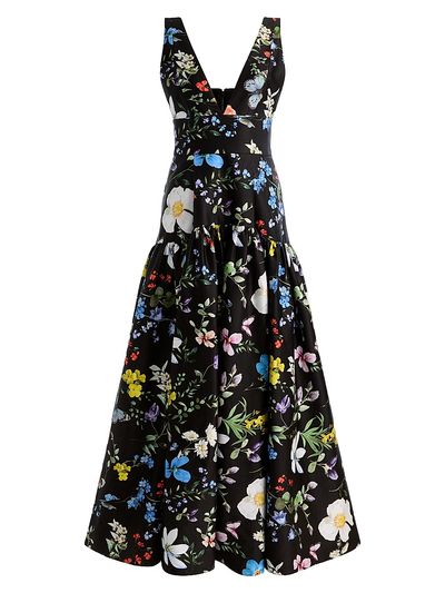 ALICE + OLIVIA Women's Lila Floral Structured Fit & Flare Gown