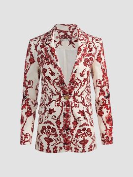 ALICE + OLIVIA Women's Macey Floral Linen-Blend Fitted Blazer