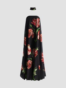 ALICE + OLIVIA Women's Maricela Strapless Voluminous Scarf Maxi Dress