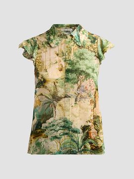 ALICE + OLIVIA Women's Martel Scenic Flutter-Sleeve Blouse