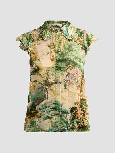 ALICE + OLIVIA Women's Martel Scenic Flutter-Sleeve Blouse