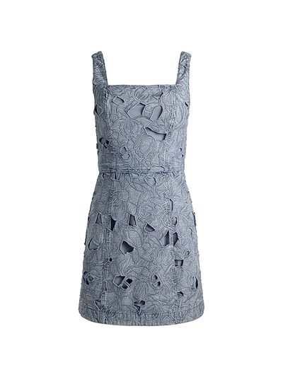 Alice + Olivia Women's Maryann Laser-Cut Cotton Denim Minidress